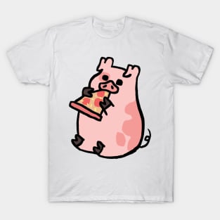 Cute Cartoon Piggy eating Pizza T-Shirt